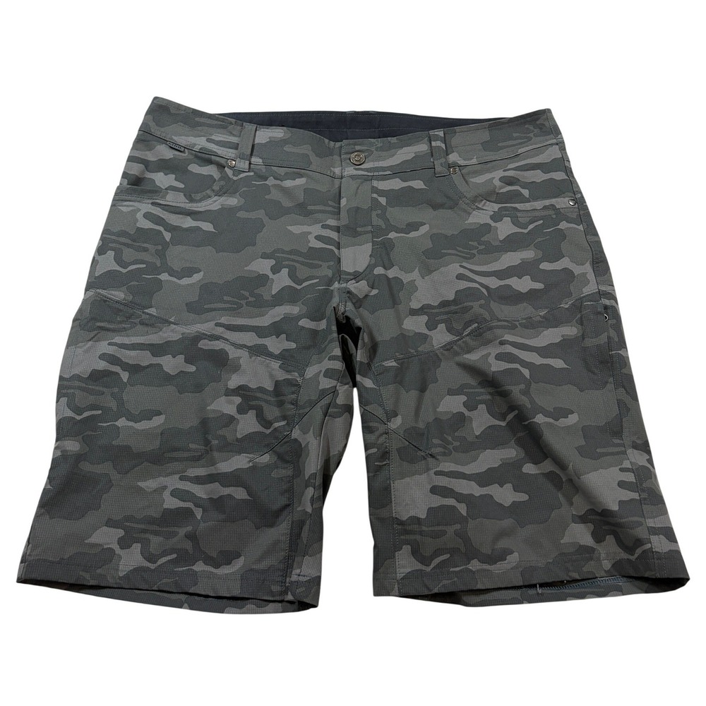 Kuhl Silencr Mens Gray Camo Ripstop Hiking Cargo Shorts Size 40